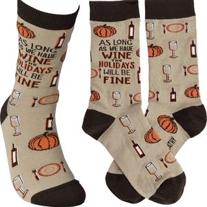 AS LONG AS WE HAVE WINE HOLIDAY SOCKS